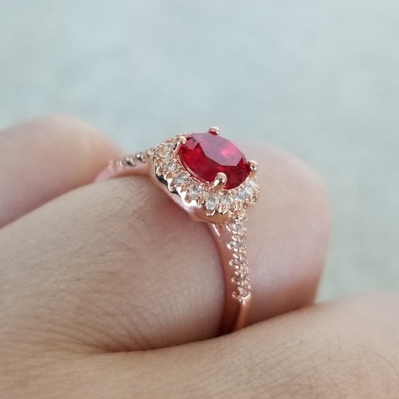 18k Over Sterling Ruby Ring - Picture 7 of 8